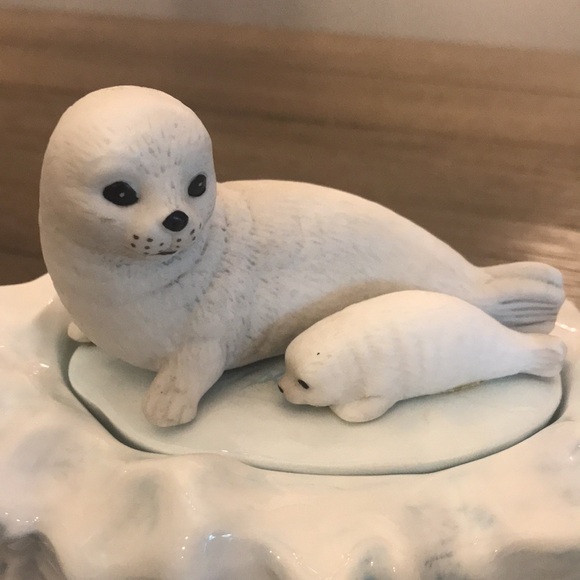 Rare OCI Omnibus Fitz & Floyd seal mother and pup on ice tea set pot sugar cream - Picture 2 of 16